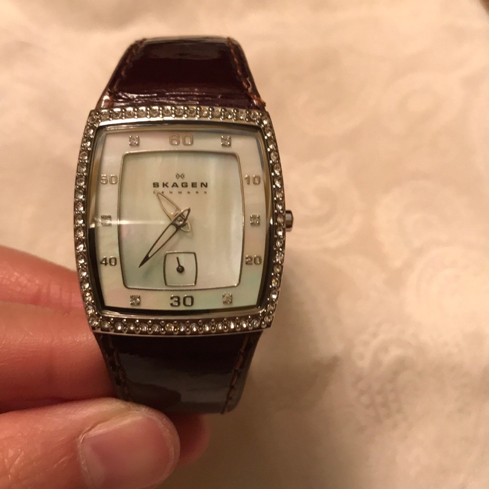 Skagen Mother-of-Pearl & Crystal Wristwatch
